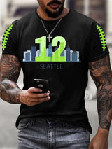 Men's Rugby Print Casual T-Shirt