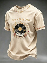 Men's Vintage Musical Art Print Round Neck T-shirt