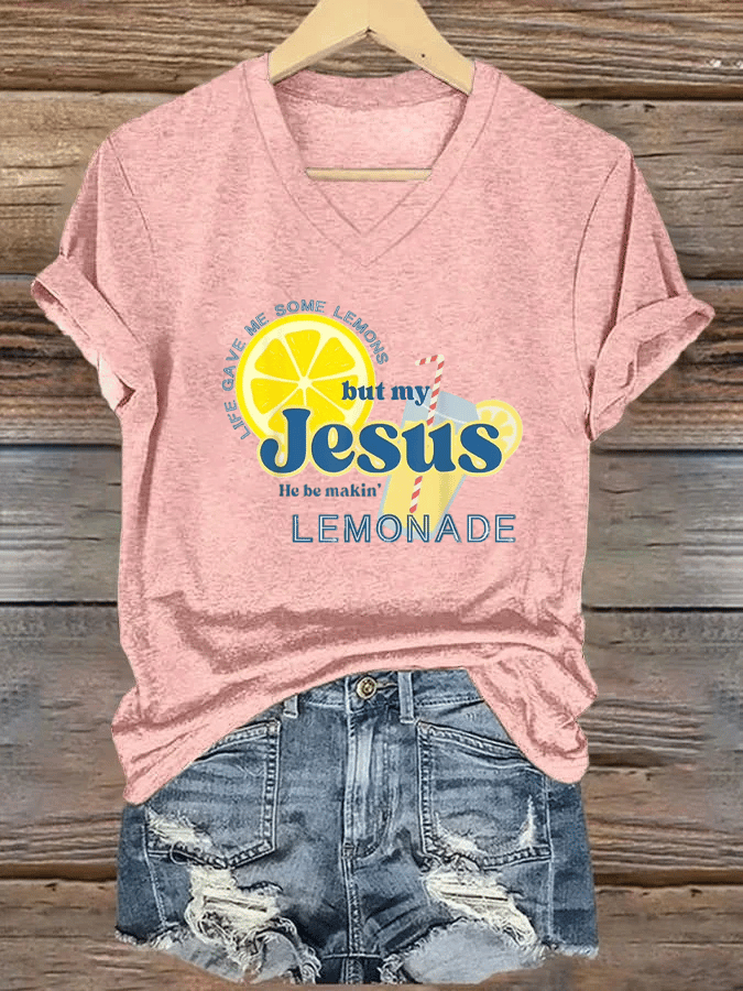 Women's Lemonade Faith   V Neck T-shirt