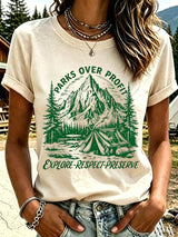 Women's National Park Print Casual T-Shirt
