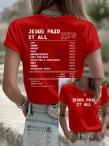 Women's Jesus Paid It All Faith Print Shirt