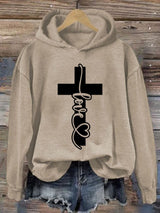Women's  Love Cross Print Casual Sweatshirt