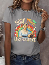 Women's Gay Month Rainbow Print Casual Crew Neck   T-Shirt