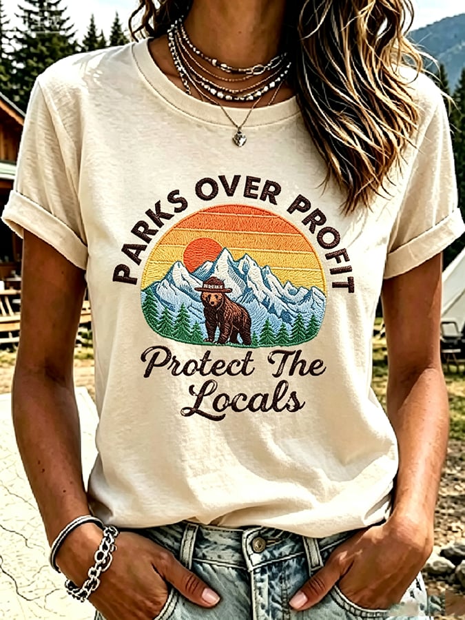 Women's National Park Print Casual T-Shirt