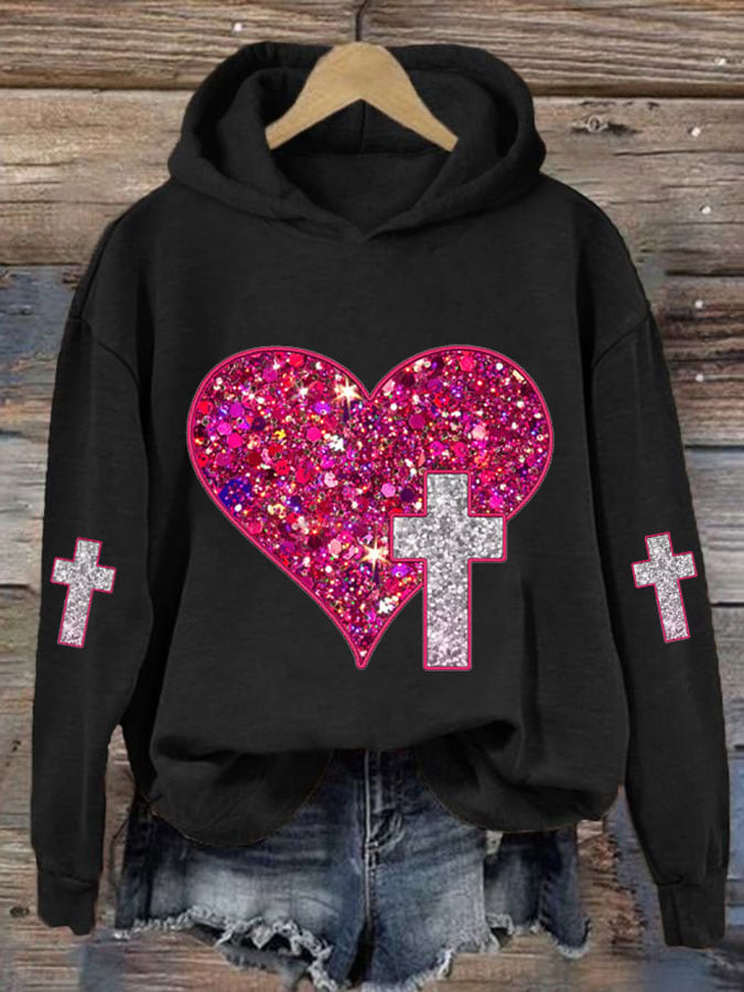 Women's Valentine's Day Heart Print Casual Sweatshirt