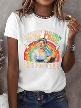 Women's Gay Month Rainbow Print Casual Crew Neck   T-Shirt