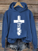 Women's  Love Cross Print Casual Sweatshirt