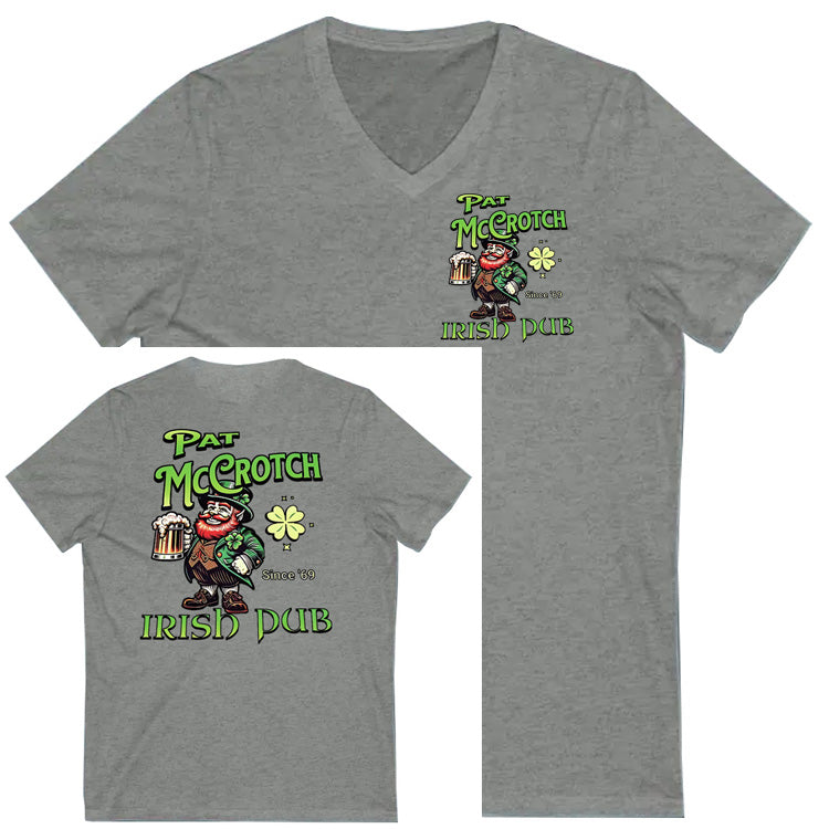 St.Patrick's Day Print Pattern Print 100%Cotton V Neck T-Shirt