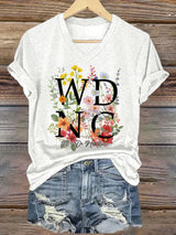 V-Neck Retro Funny WDNC Menopause Perimenopause Print T-Shirt
