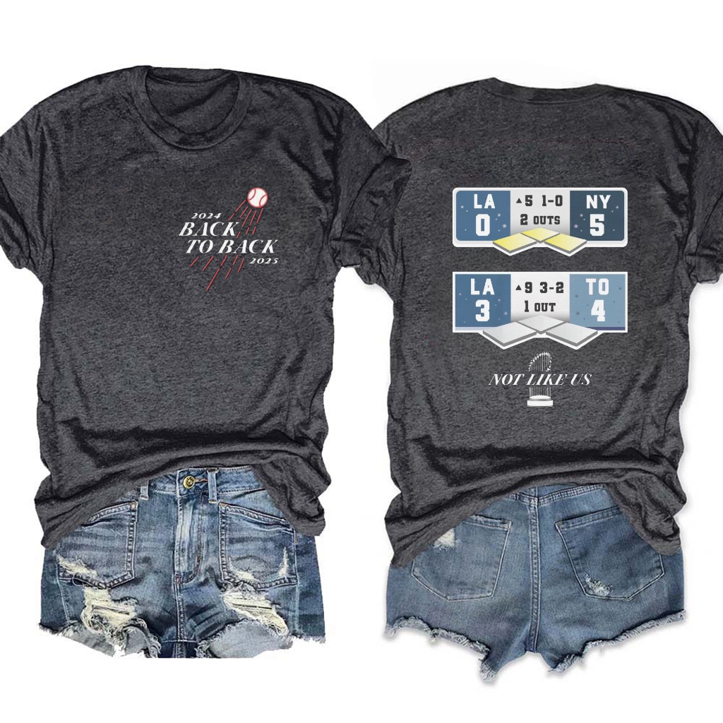 2025 Dodgers Back to Back Scoreboard Tee