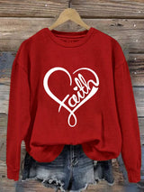 Faith Print Crew Neck Pullover