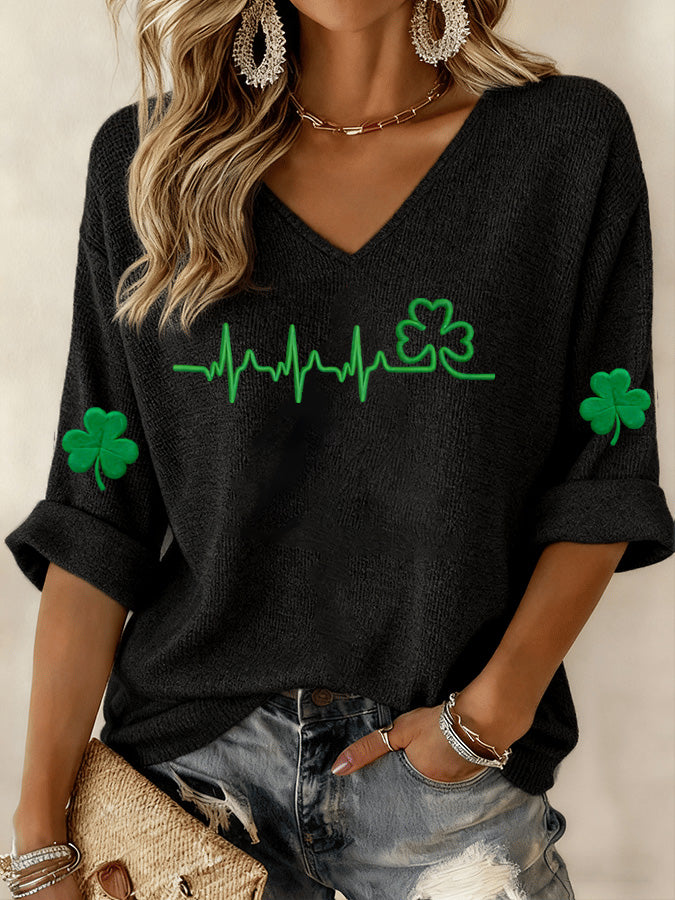 Women's St. Patrick's Day Art Pattern Print T-Shirt Top