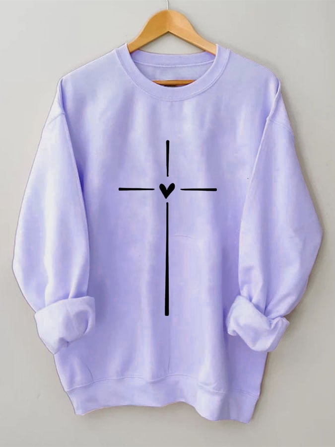 Women's Christian Faith Cross Printed Long Sleeve T-Shirt