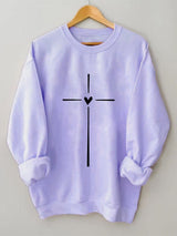 Women's Christian Faith Cross Printed Long Sleeve T-Shirt