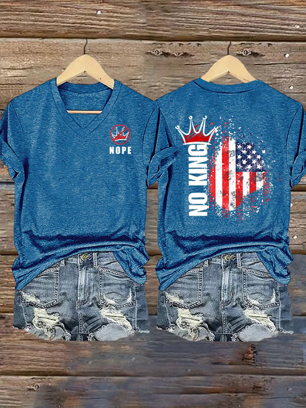 Women's  NOPE No King American Flag  Print T-Shirt