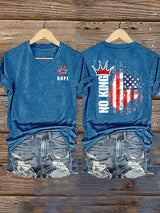 Women's  NOPE No King American Flag  Print T-Shirt