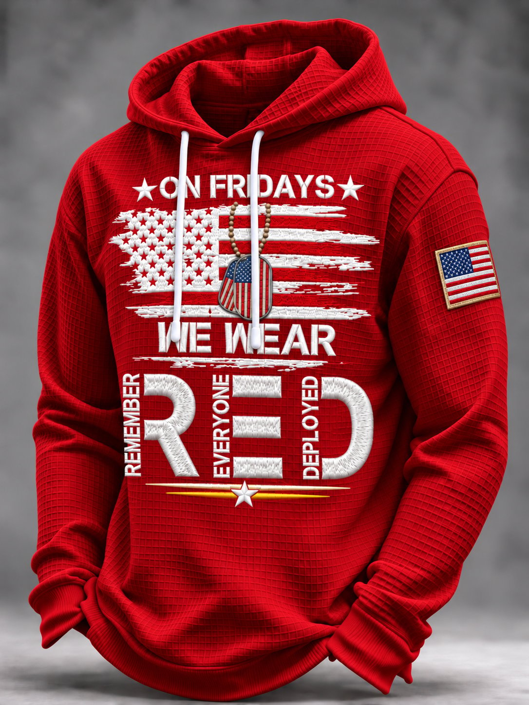 Men's Red Friday Printed Waffle Hoodie