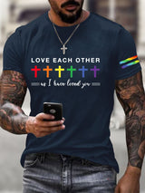 Men'S Crosses Love Each Other Print T-Shirt