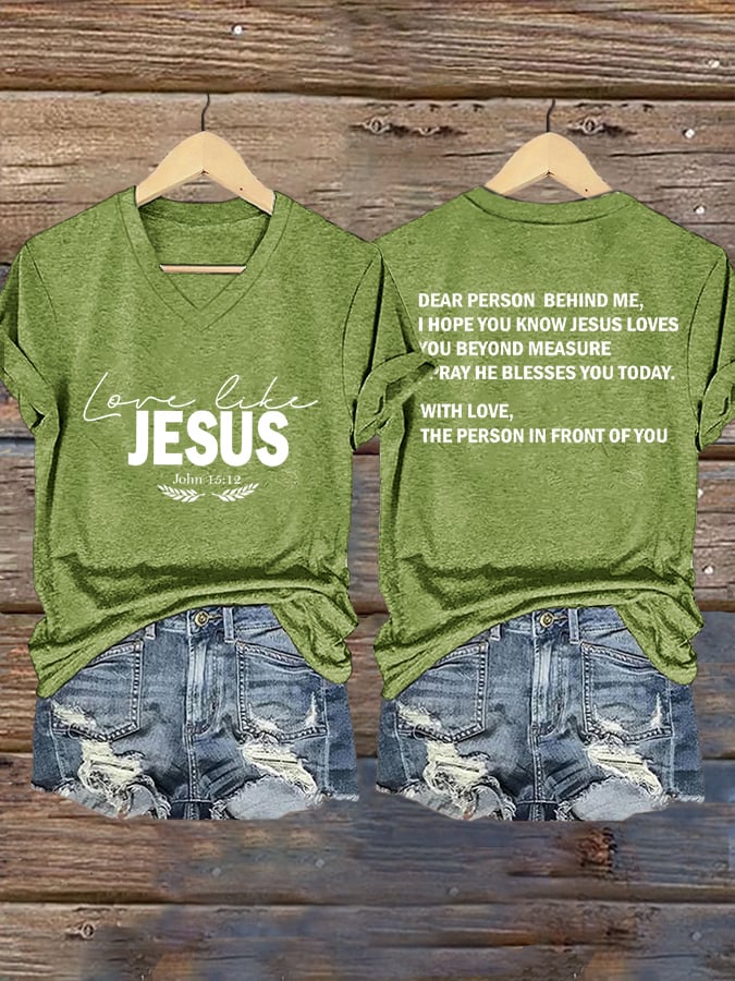 Women's Love Like Jesus Print Casual  T-Shirt