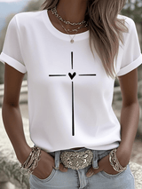 Women's Faith Print Round Neck T-shirt