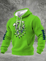 Men's Football Printed Plaid Fabric Hooded Sweatshirt