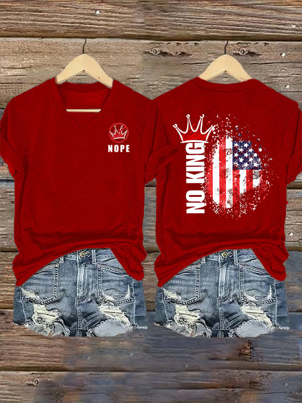 Women's  NOPE No King American Flag  Print T-Shirt