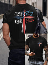🔥Buy 3 Get 15% Off🔥🔥Hot Sale Picks 🔥Men's Stand For Flag Kneel For The Cross Print T-Shirt
