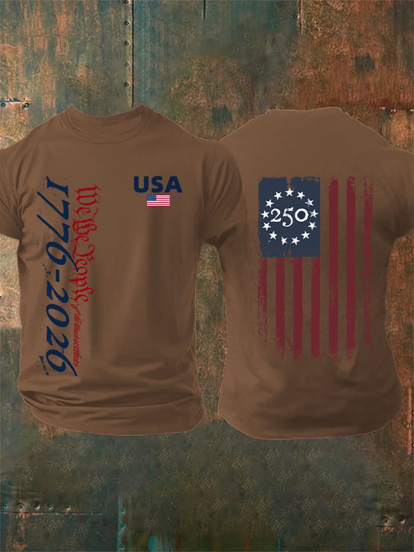 Men's USA 250TH Print Crew Neck T-Shirt