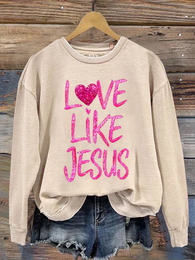 Women's Valentine's Day Heart Print Casual Sweatshirt