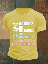 Men's  No Kings No Dictators Protest print  T-Shirt