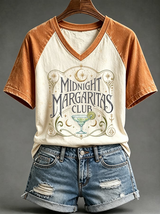 Women's Midnight Margaritas Print Casual T-shirt