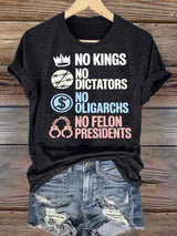 Women's  No Kings No Dictators Protest print T-Shirt