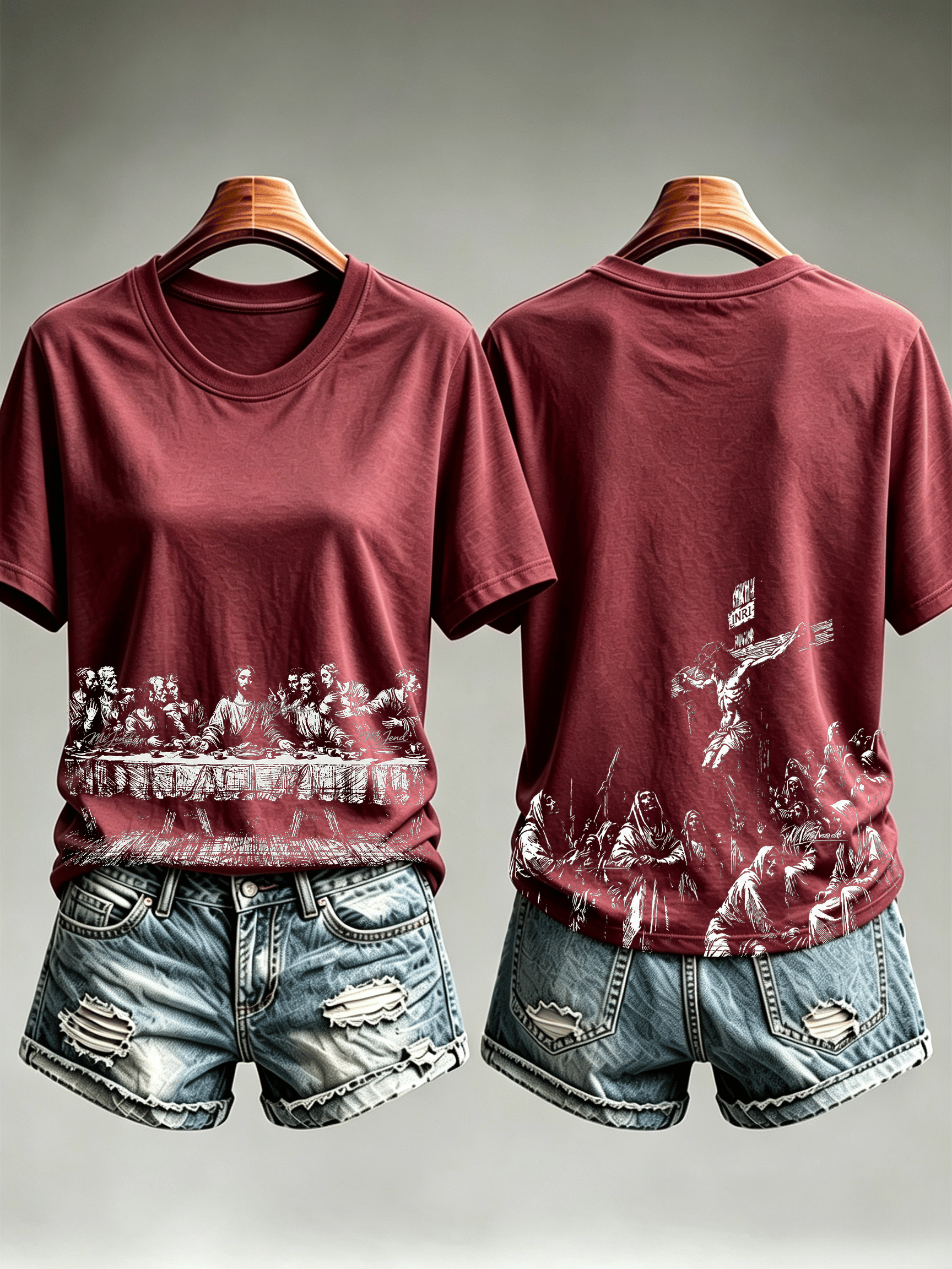 Women's Jesus Print, Gothic Art T-Shirt