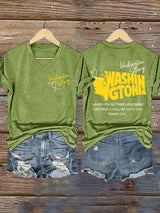 V-Neck Retro Washington Strong When You Go Through Deep Waters, I Will Be With You Isaiah 43:2 Print T-Shirt