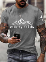🔥Buy 3 Get 15% Off🔥Men's Walk By Faith Cross Printed Casual T-shirt