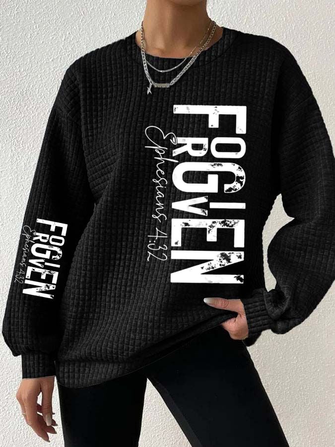 Women's Forgiven Ephesians 4 32 Christian Valentines Day Print Casual Sweatshirt