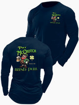 St.Patrick's Day Print Pattern Printed Long Sleeve Cotton T-Shirt