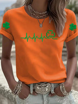 Women's St. Patrick's Day Art Print  Pattern Round-Neck 100% Cotton 180g T-Shirt
