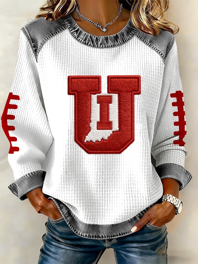 Women's Retro Football Print Sweatshirt
