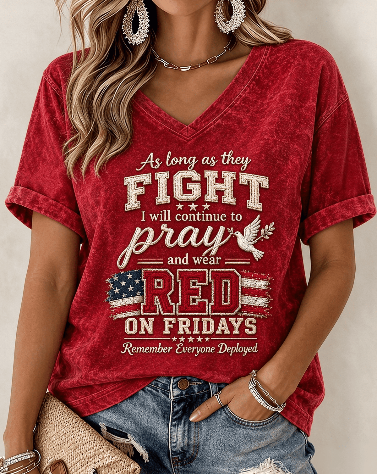 Women's Red Friday Print T‐Shirt