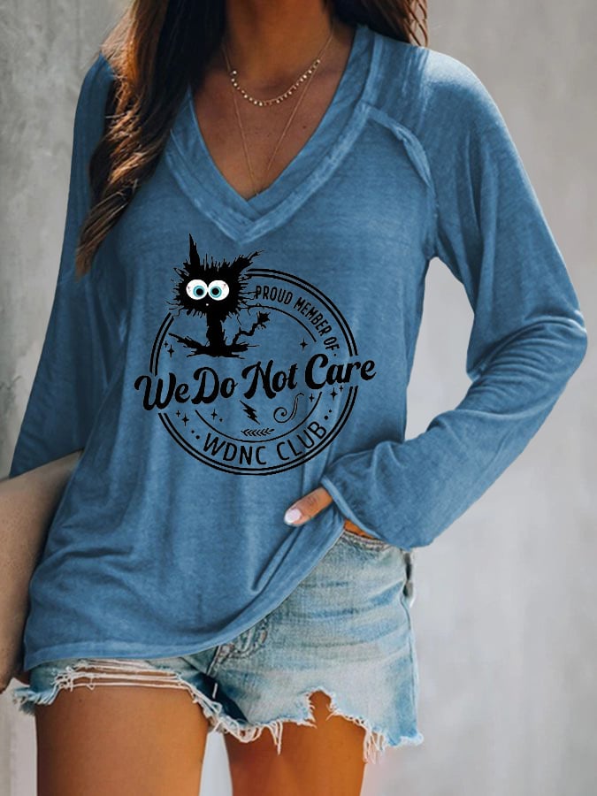 V-neck Retro Funny Proud Member Of WDNC Club Menopause Perimenopause Print T-Shirt