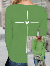 Women's Christian Faith Cross Printed Long Sleeve T-Shirt