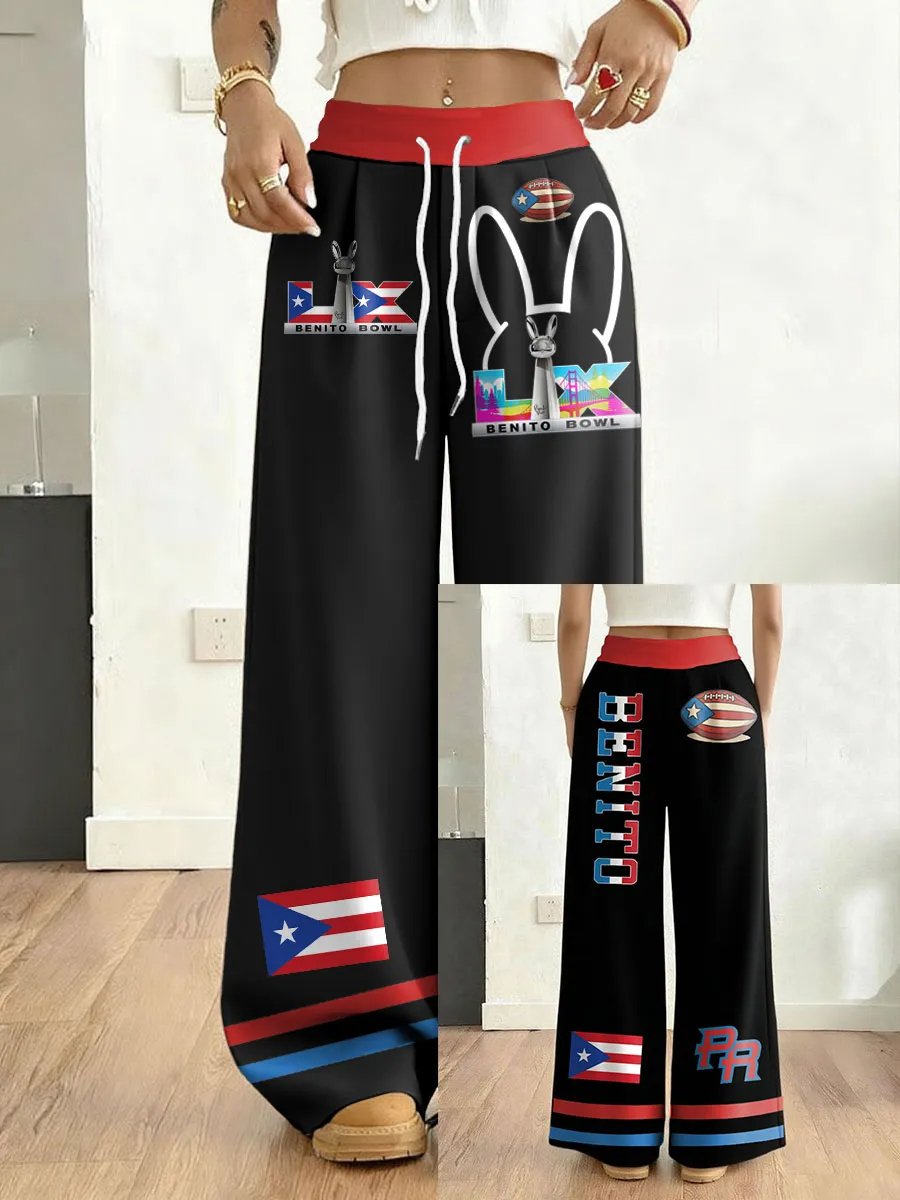 Women's Retro Puerto Rico Print Sweatpants
