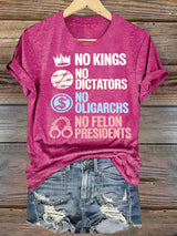 Women's  No Kings No Dictators Protest print T-Shirt