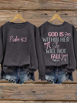 Retro God Is Within Her She Will Not Fall Psalms 46:5 Print Sweatshirt