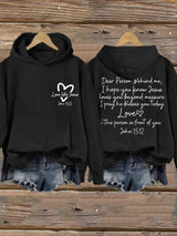 Women's Love Like Jesus, Dear Person Behind Me Jesus Loves You Beyond Measure Inspirational Casual Hoodie