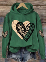 Women's Valentine's Day printed hooded sweatshirt