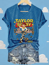 V-Neck Retro I Knew It Print T-Shirt