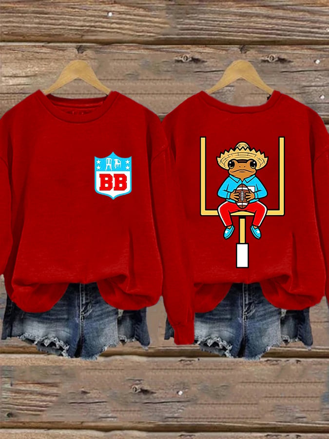 Women's Bunny Football Music Lover  Print Casual Sweatshirt