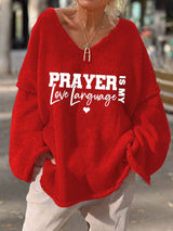 Women's Prayer Is My Love Language Print Knit Top
